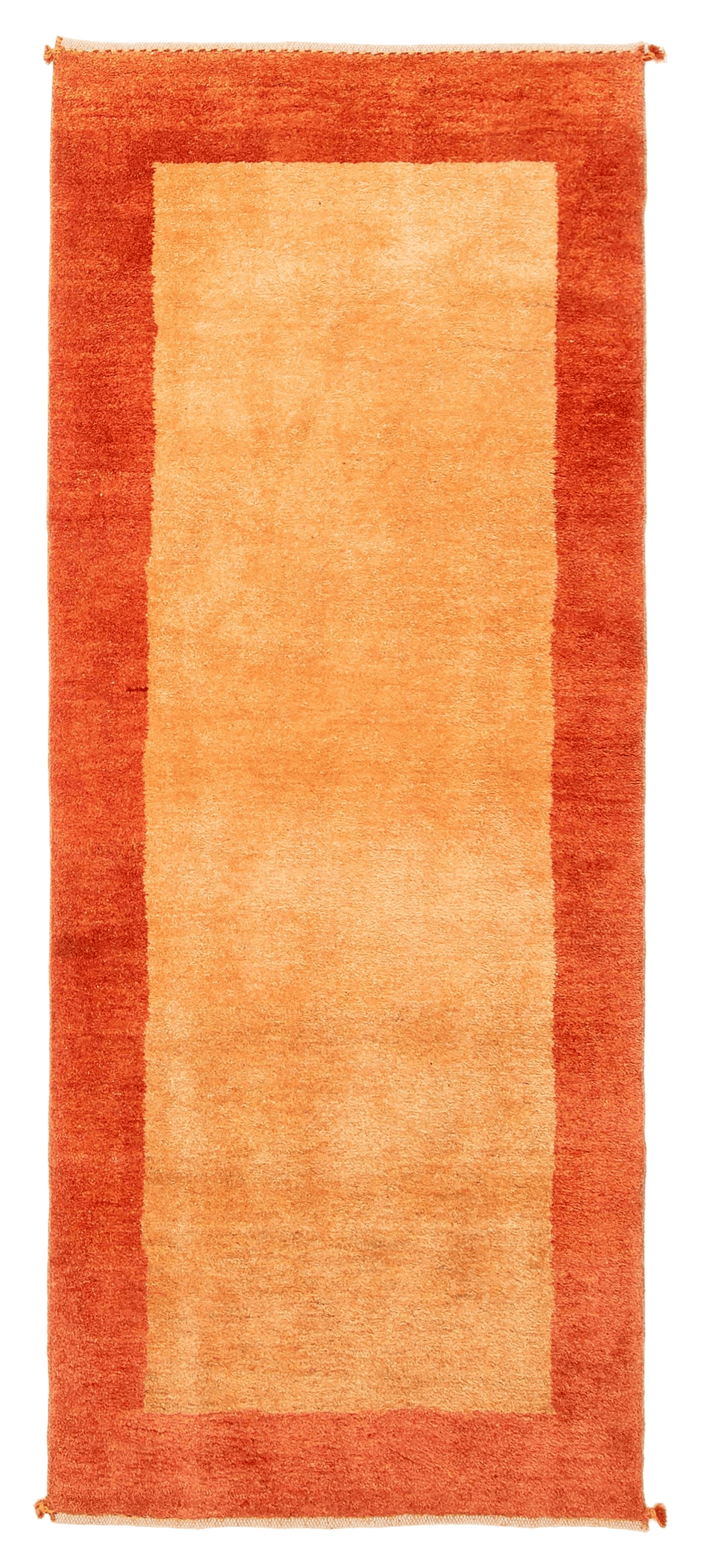 Persian Kashkuli Gabbeh wool runner, full flat view of brown field