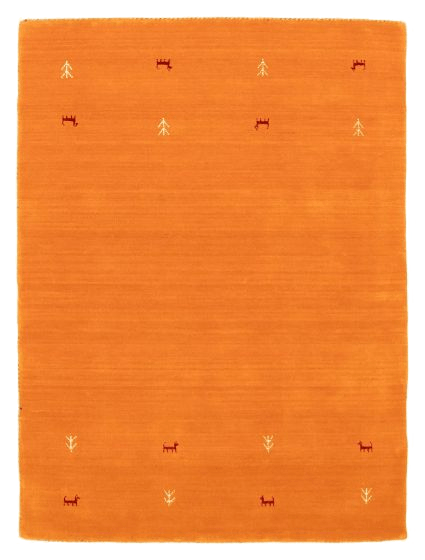 Indo Gabbeh 4'0" x 5'7" Hand Loomed Wool Rug in Light Orange