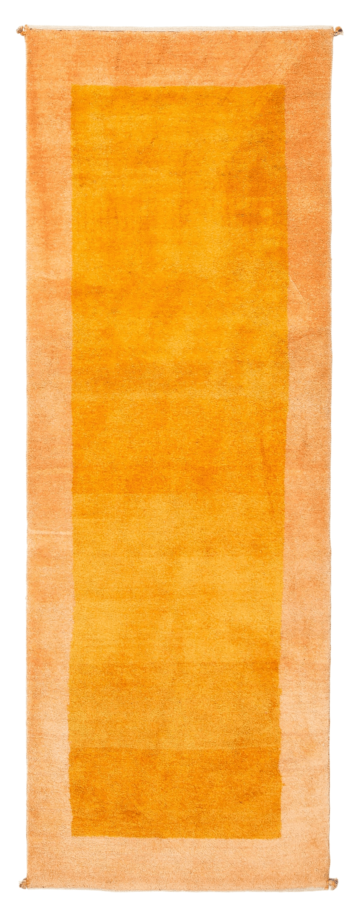 Persian Kashkuli Gabbeh wool runner, full flat view of burnt orange field