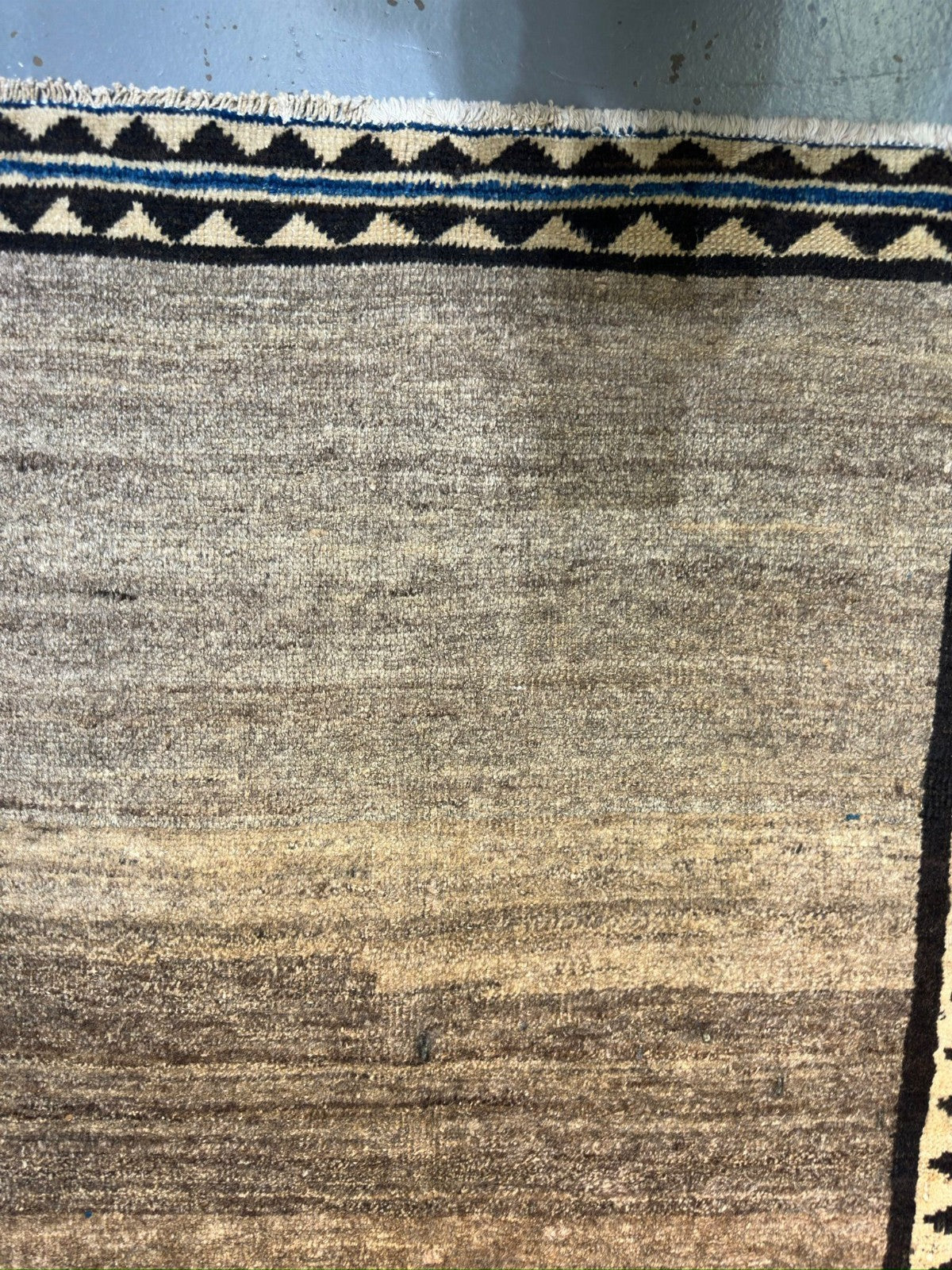 Afghan Gabbeh rug, corner and edge detail