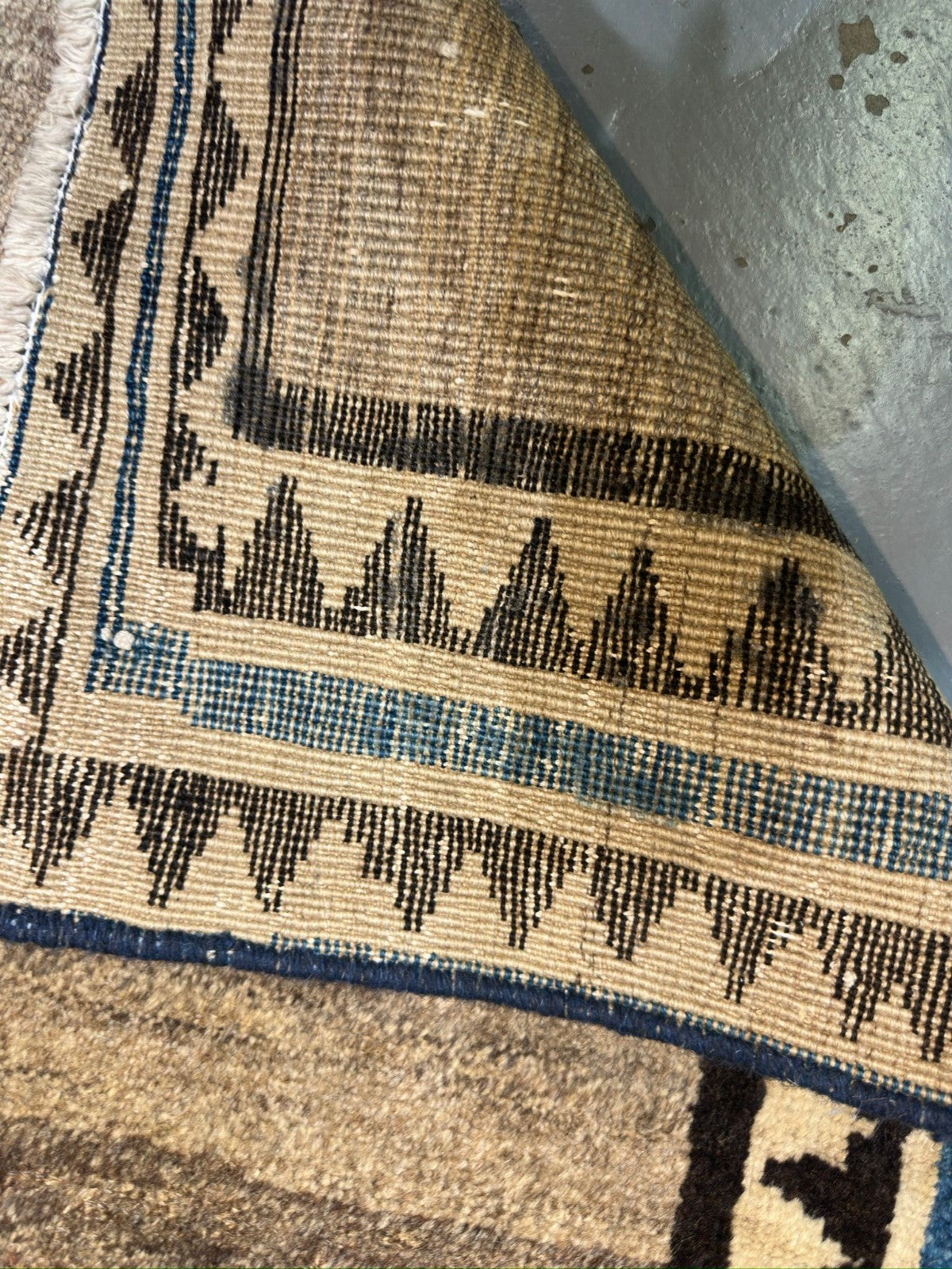 Afghan Gabbeh rug, angled view