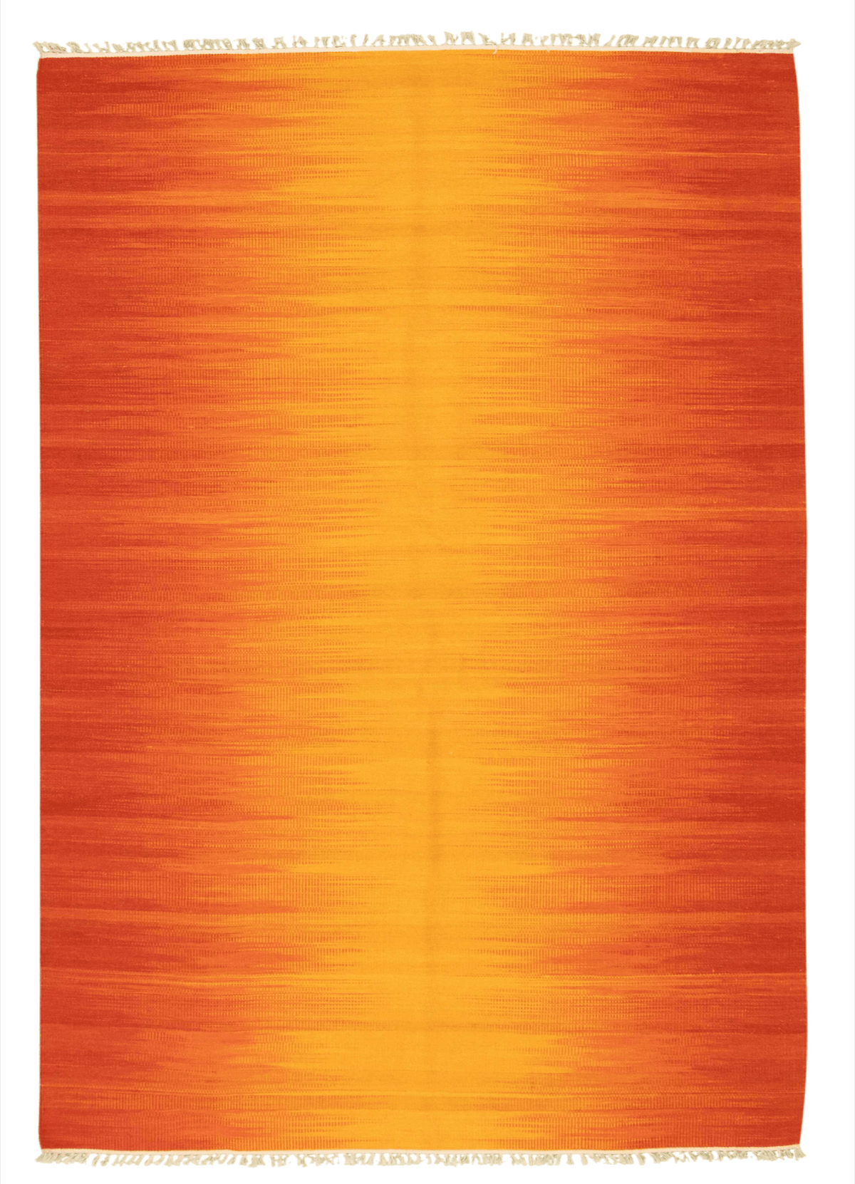 Turkish Ankara flat-weave wool kilim, full flat view of brown open field